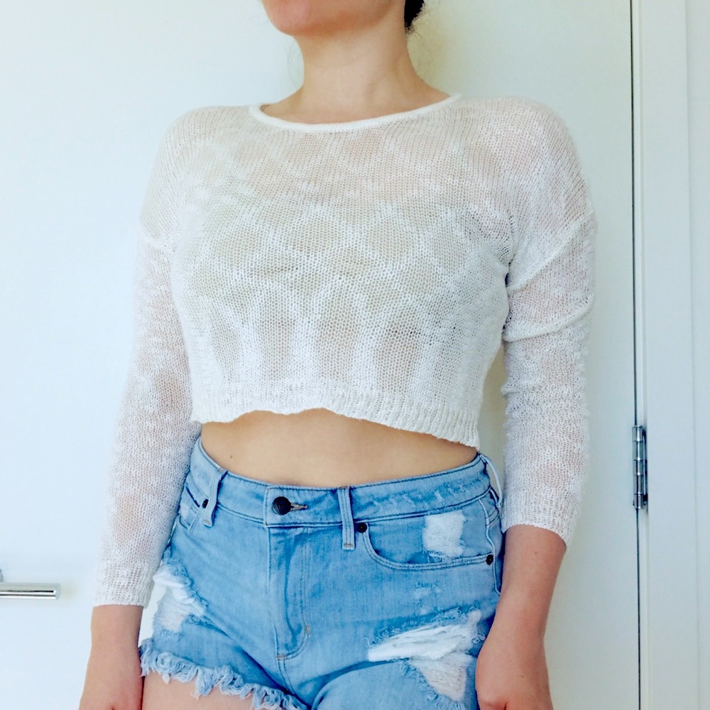 Adorable asymmetrical Lightweight White Sweater